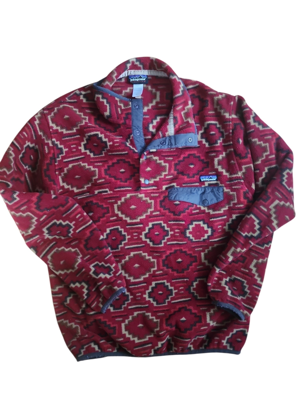 Patagonia Molten Lava Aztec Pullover Fleece Synchilla Snap-T - M